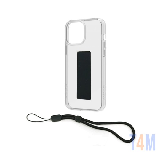 TRANSPARENT SILICON CASE WITH MULTIFUNCTION BLACK STRAP FOR APPLE IPHONE 13 PRO